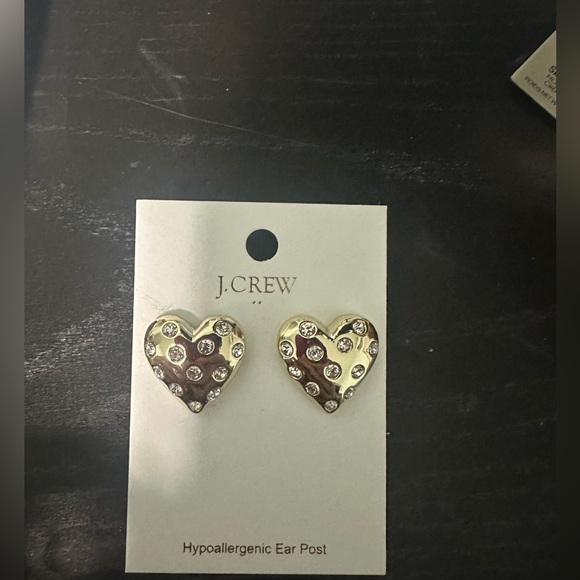 j crew pave puffy heart bauble earrings nwt - Picture 2 of 2